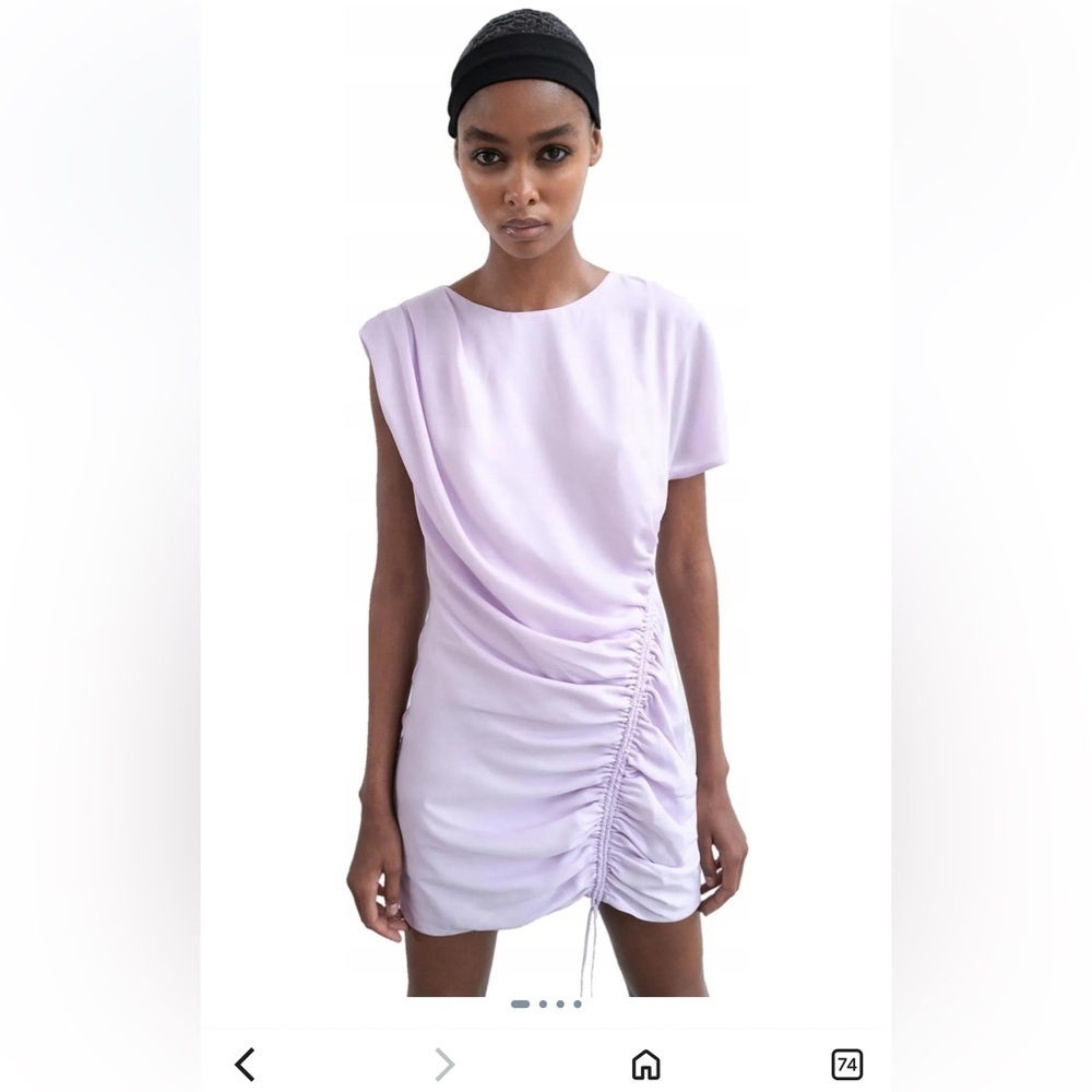 Zara Lilac Side-Ruched Mini Dress